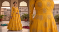 Premium Kota Embroidered Fabric – Mustard Yellow